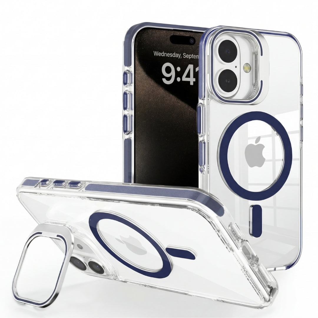 Clear Kickstand iPhone Case for iPhone 16 Navy Blue | Macmerise
