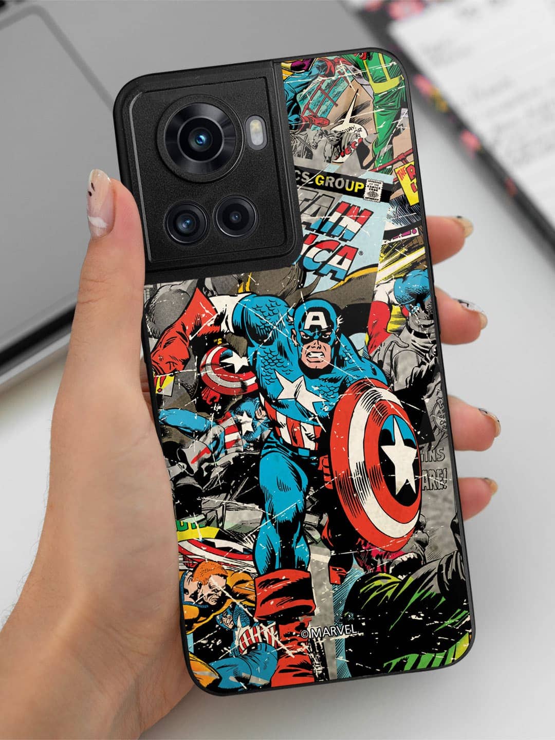 Comic Captain America - OnePlus 10R Glass Cover