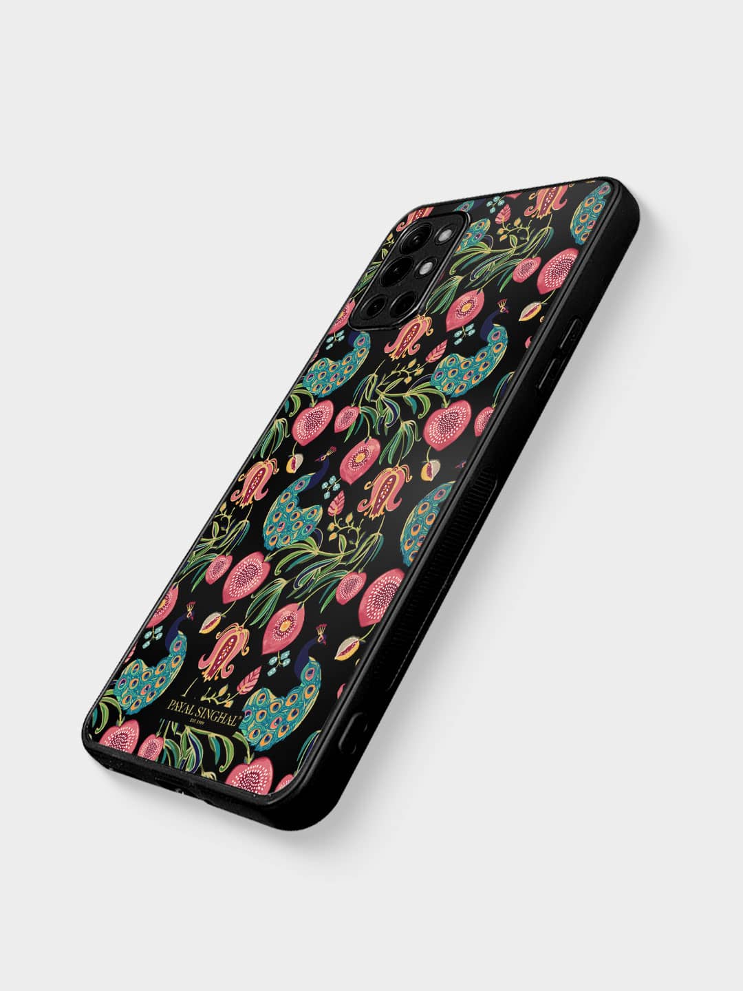 Payal Singhal Anaar and Mor Black - OnePlus 9R Bumper Cover