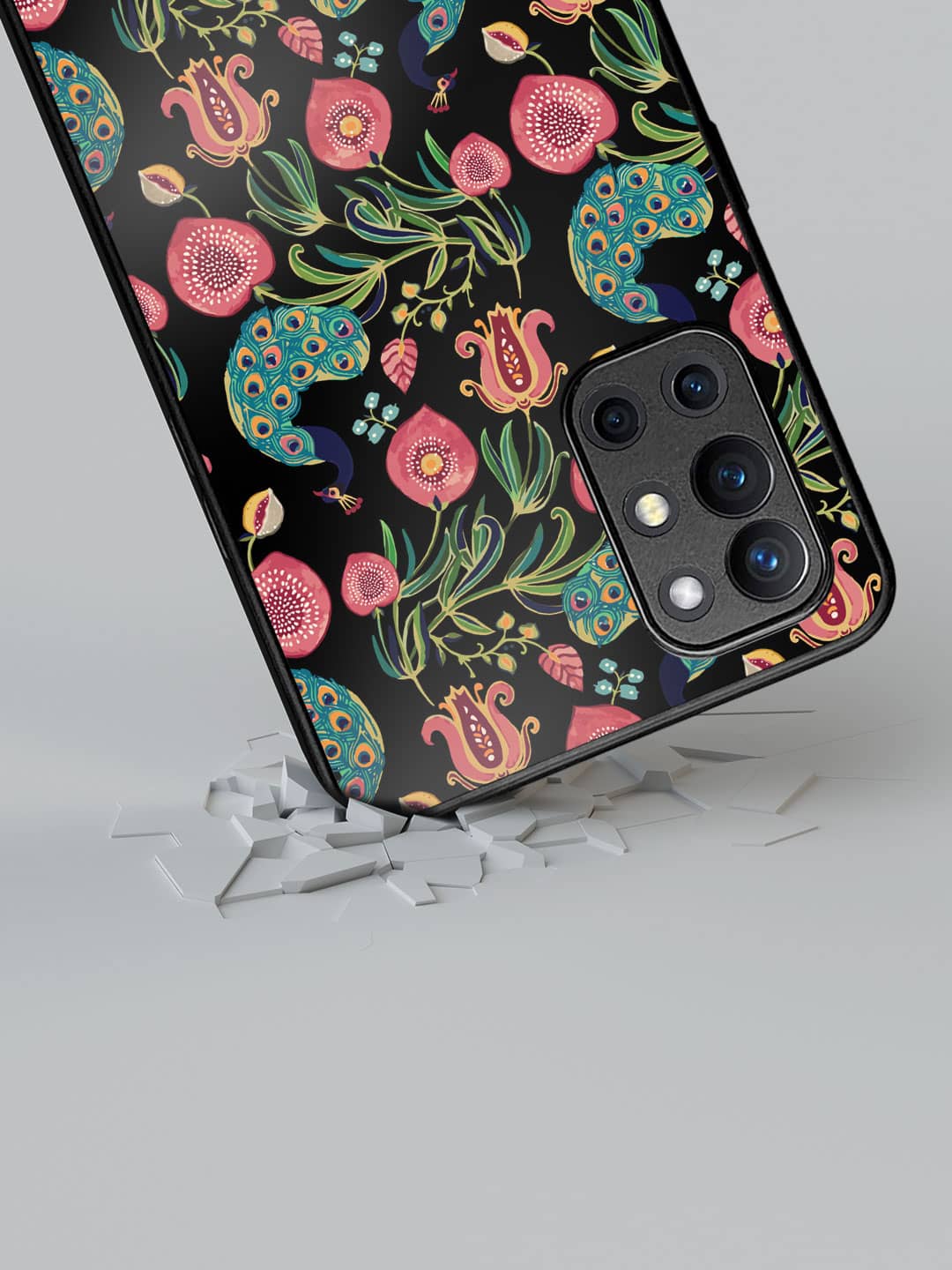 Payal Singhal Anaar and Mor Black - OnePlus 9R Bumper Cover