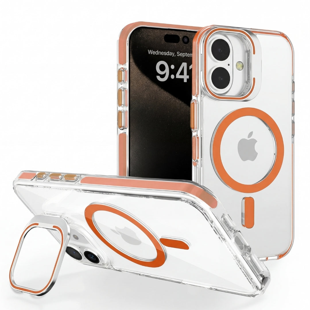 Clear Kickstand iPhone Case for iPhone 16 Plus Orange | Macmerise