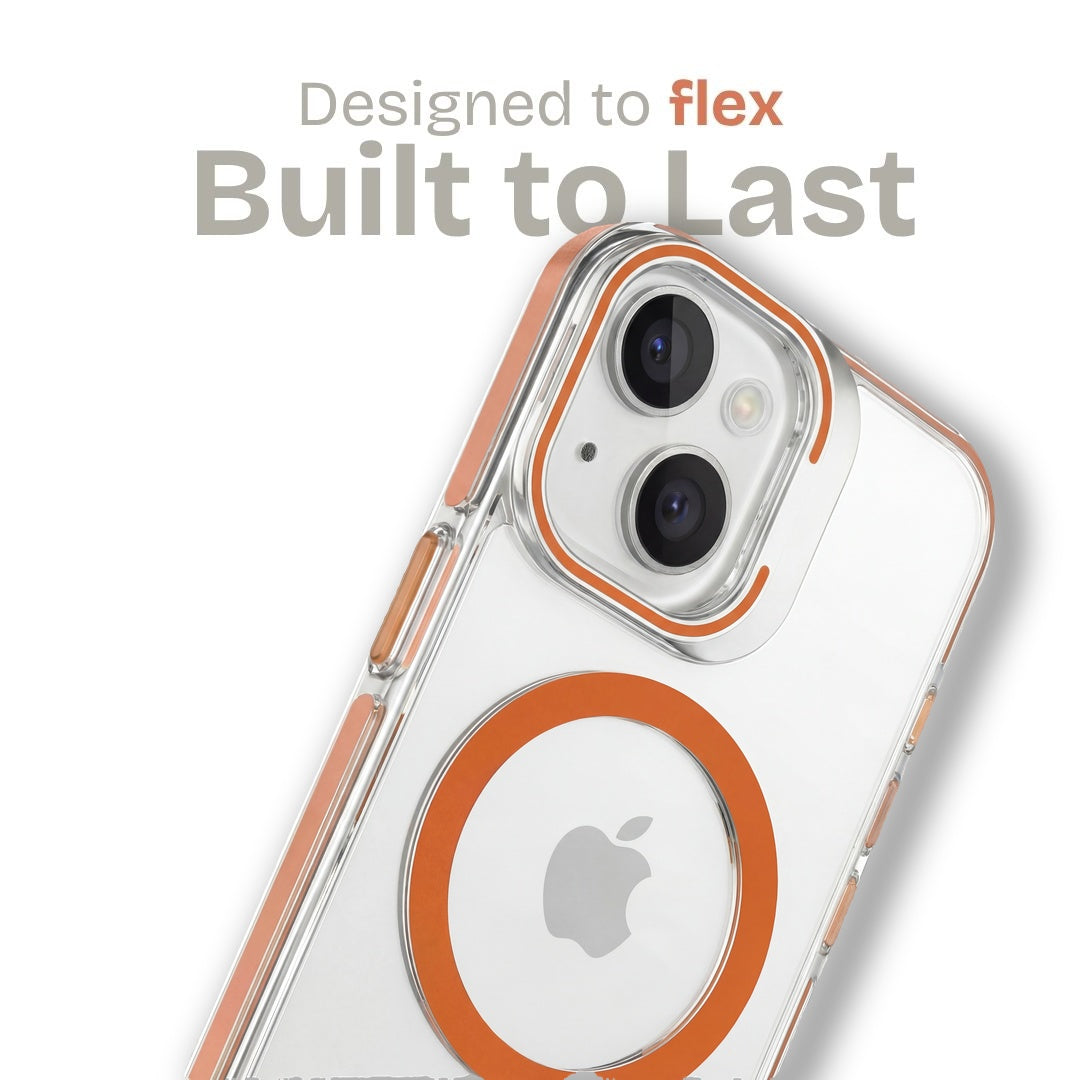 Clear Kickstand iPhone Case for iPhone 15 Orange | Macmerise