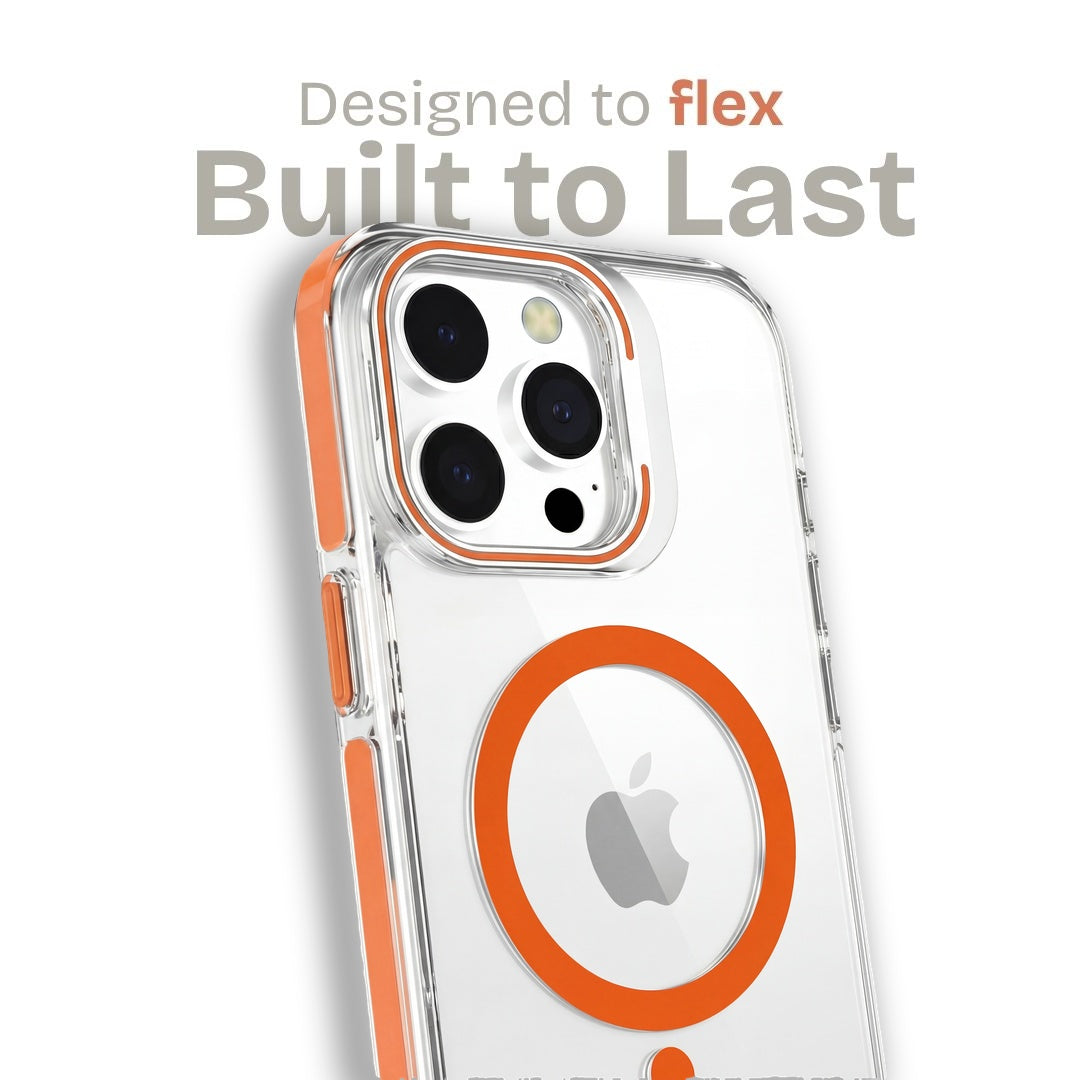 Clear Kickstand iPhone Case for iPhone 15 Pro Orange | Macmerise