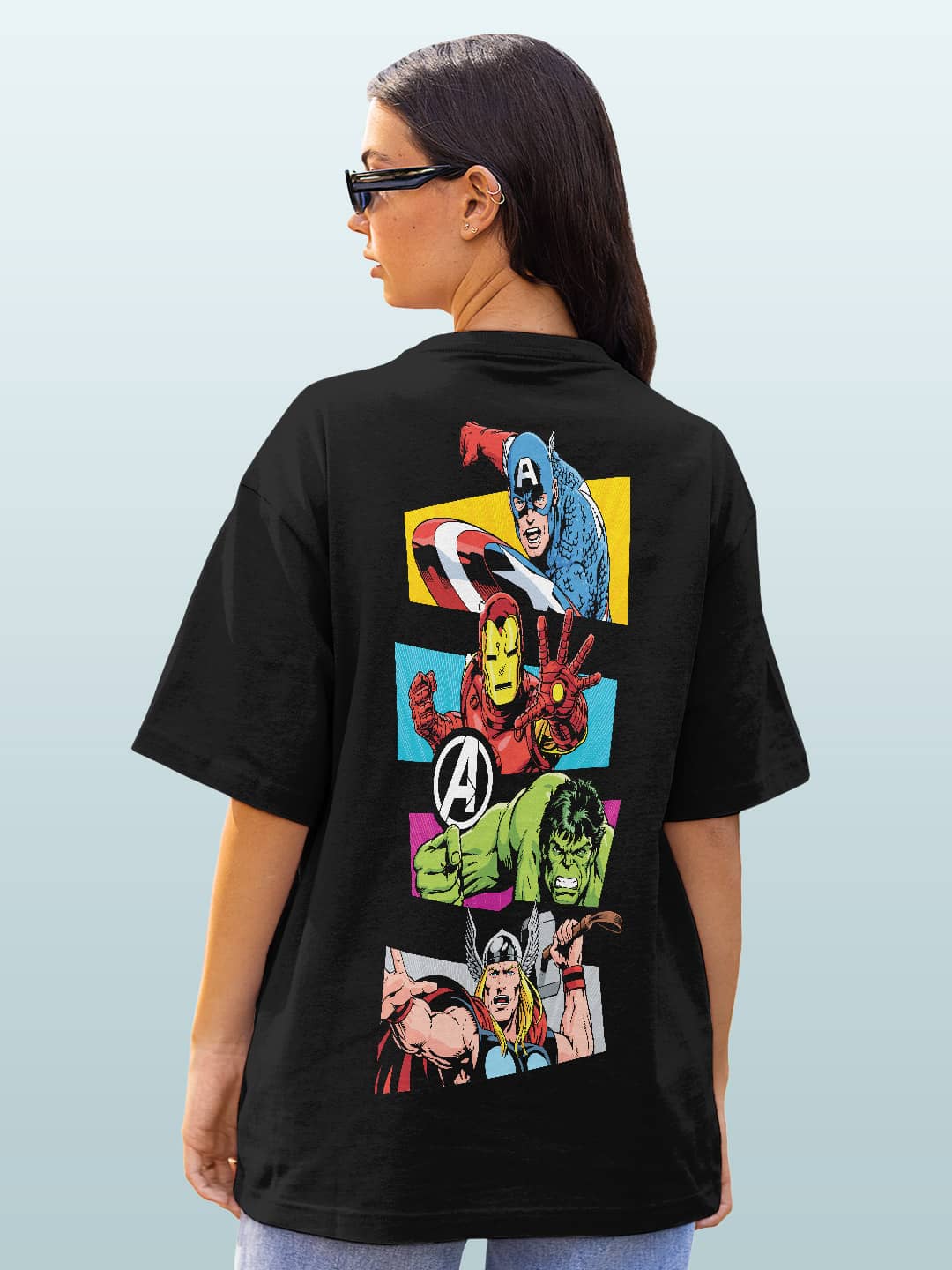 Classic Avengers - Womens T-Shirt - Oversized Fit - Black - XL