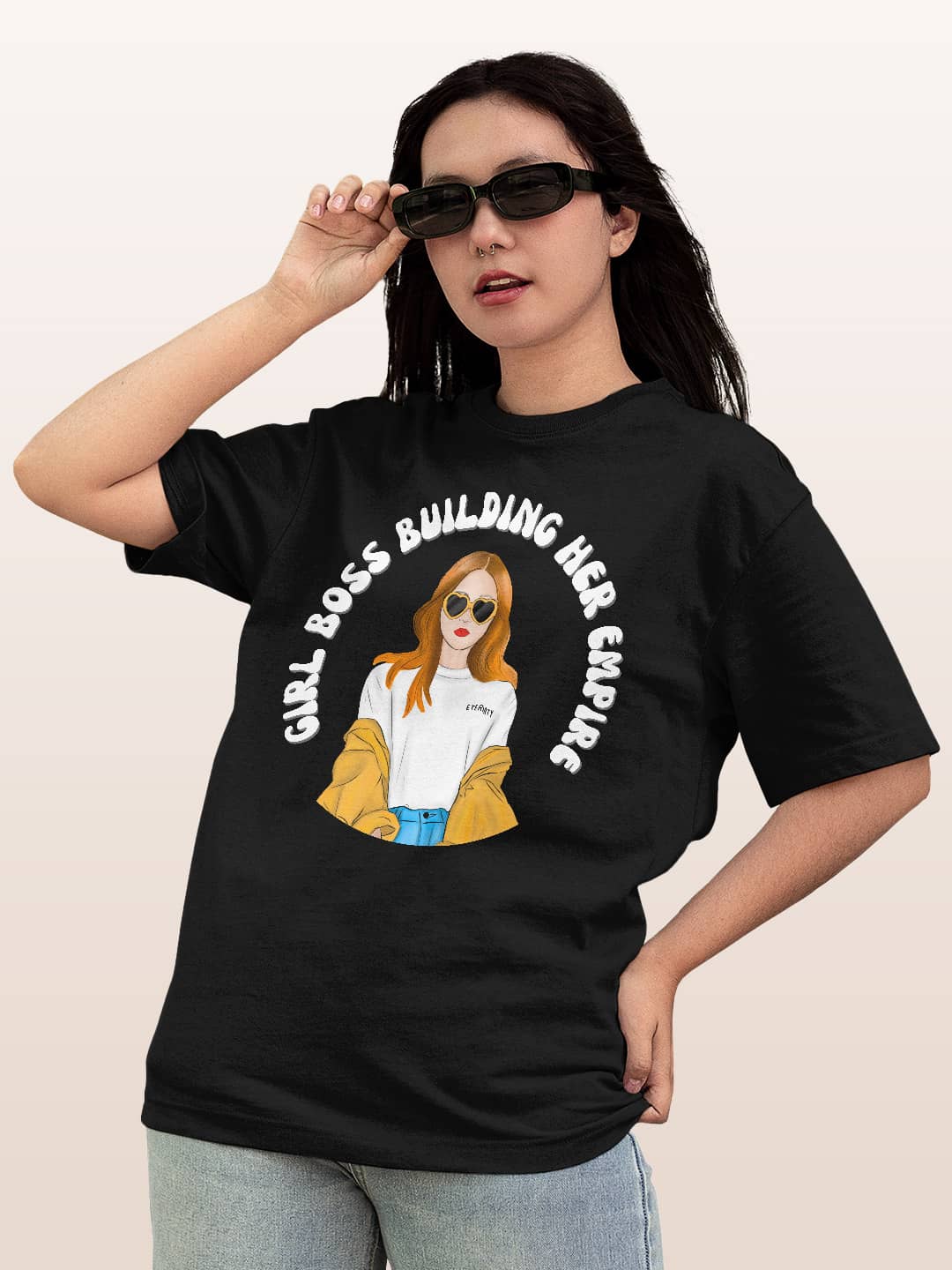 Girl Boss Building Empire - Womens Oversized T-Shirt Black XL