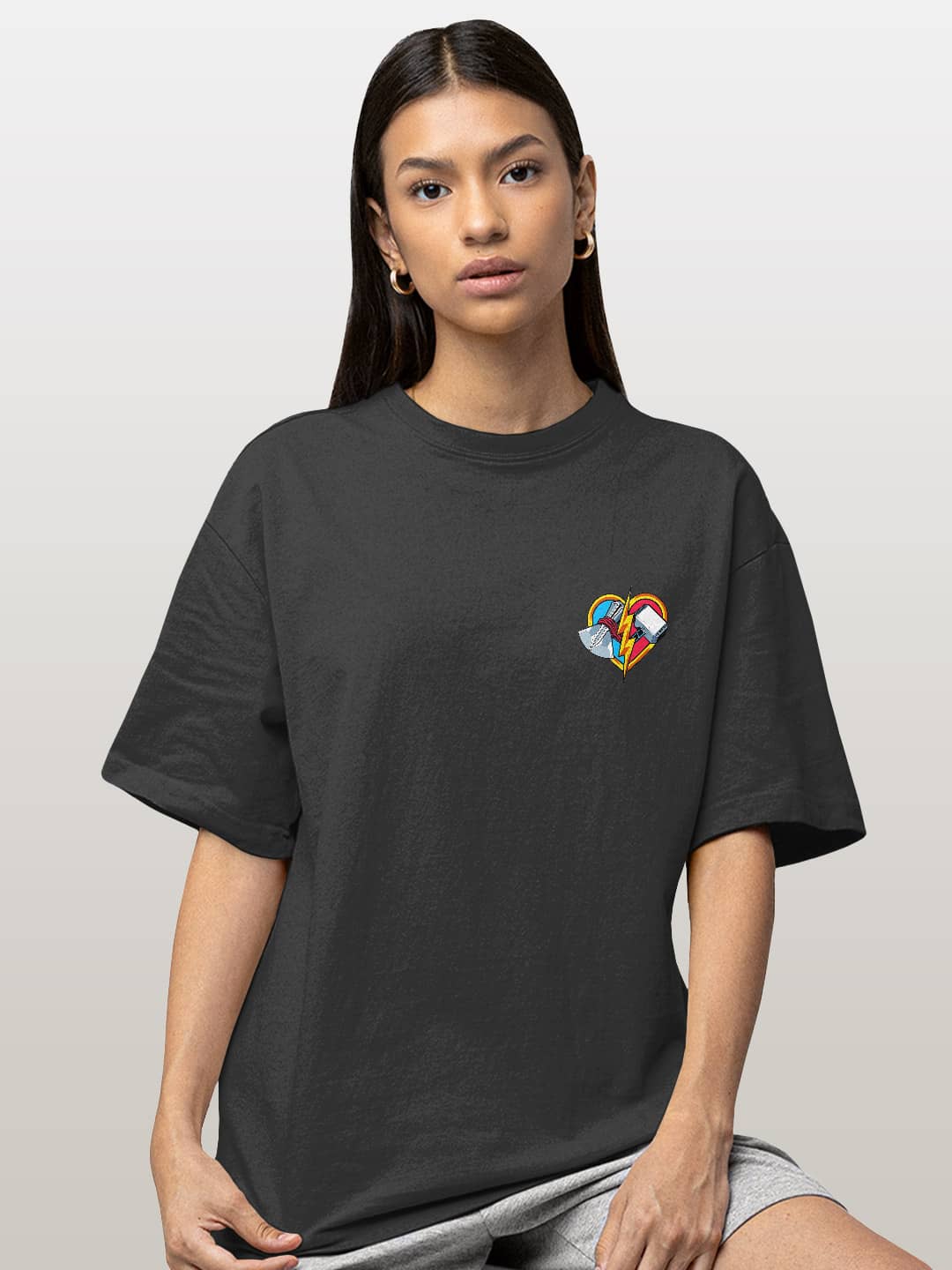 Love and Thunder - Womens Oversized T-Shirt Steel Grey XL