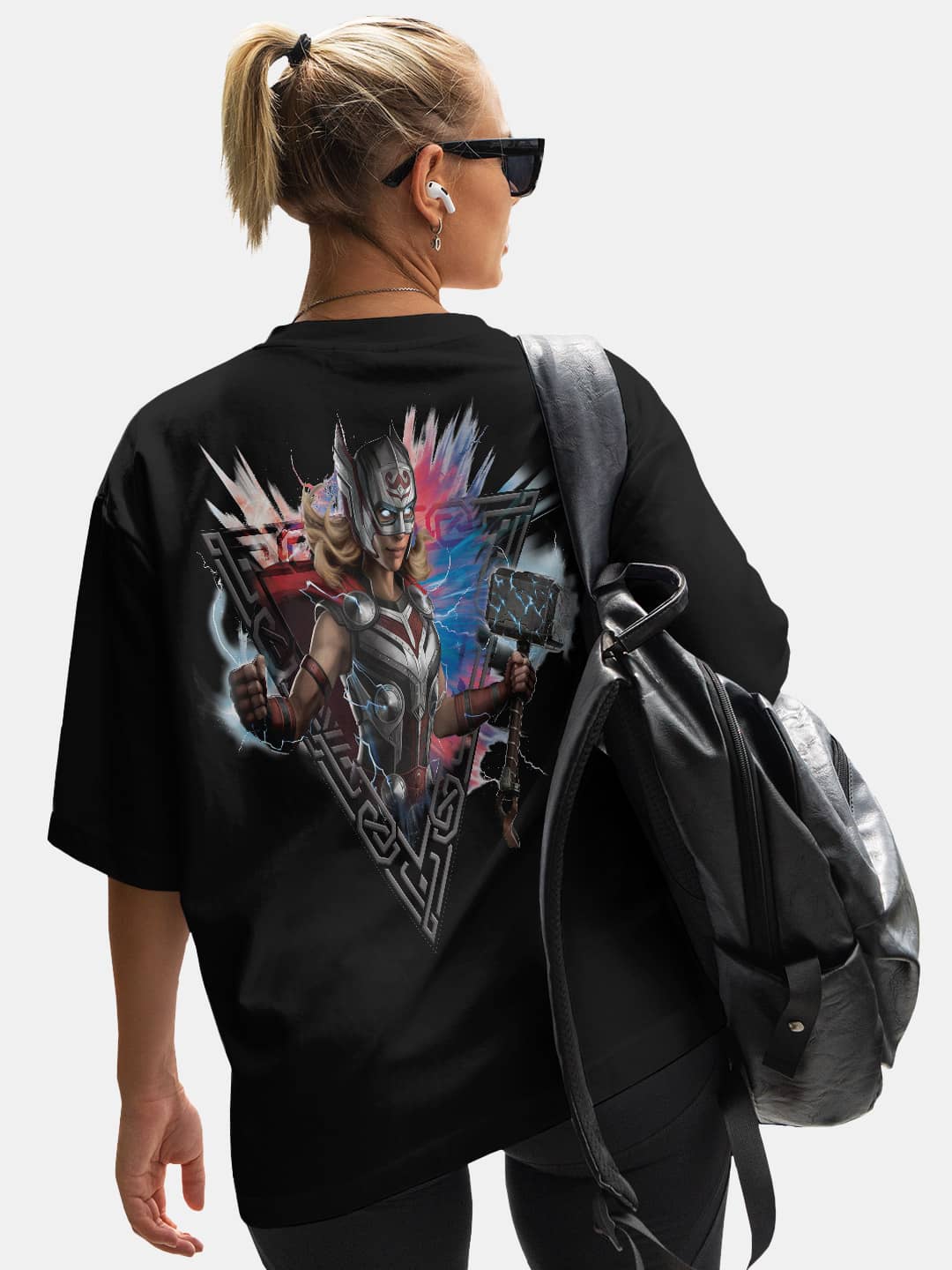 Mighty Thor Pose - Womens Oversized T-Shirt Steel Grey Large