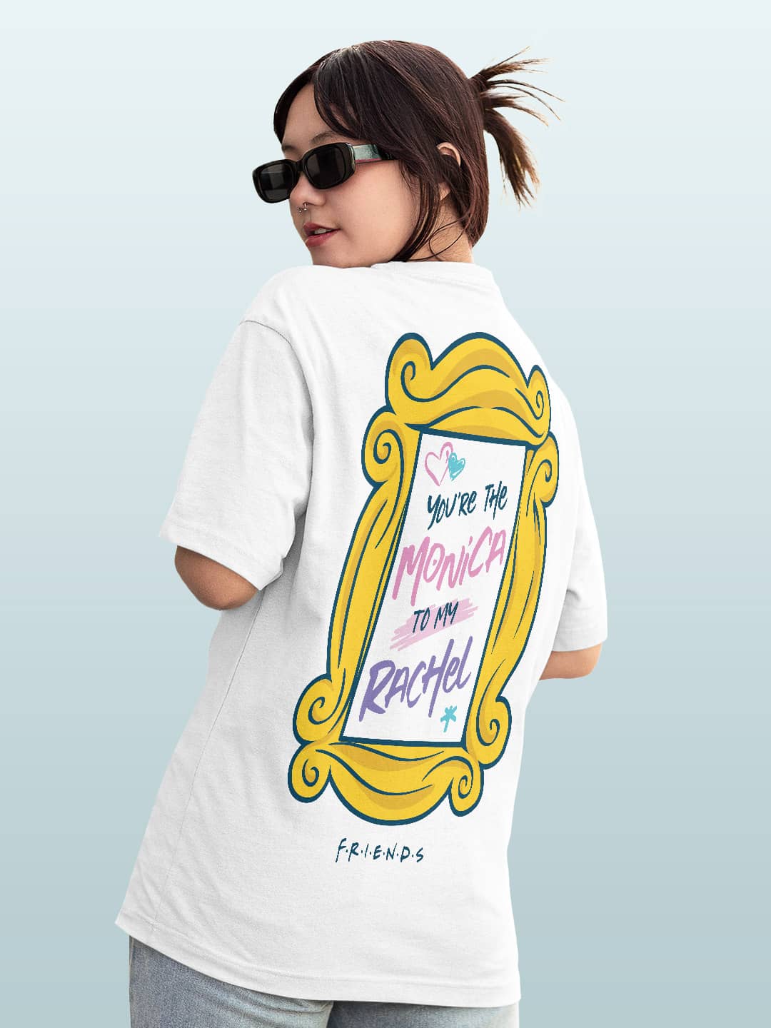 BFF Monica to Rachel - Womens Oversized T-Shirt White Medium
