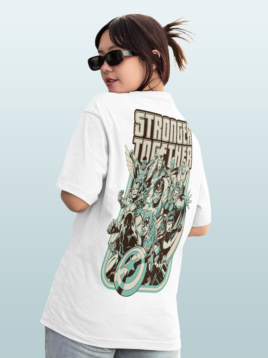 Stronger Together Sketch - Womens Oversized T-Shirt White XL