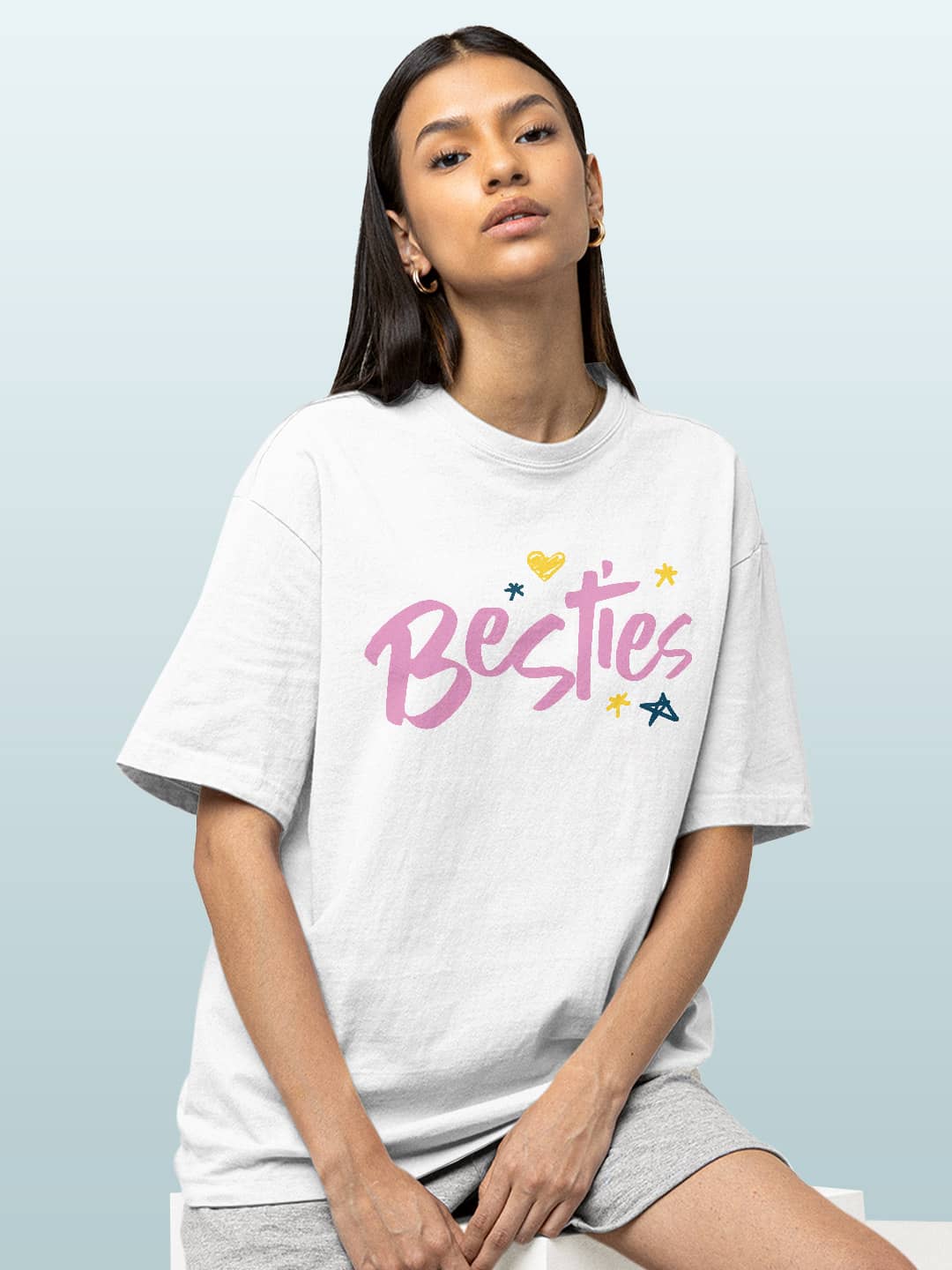 BFF Monica to Rachel - Womens Oversized T-Shirt White Medium