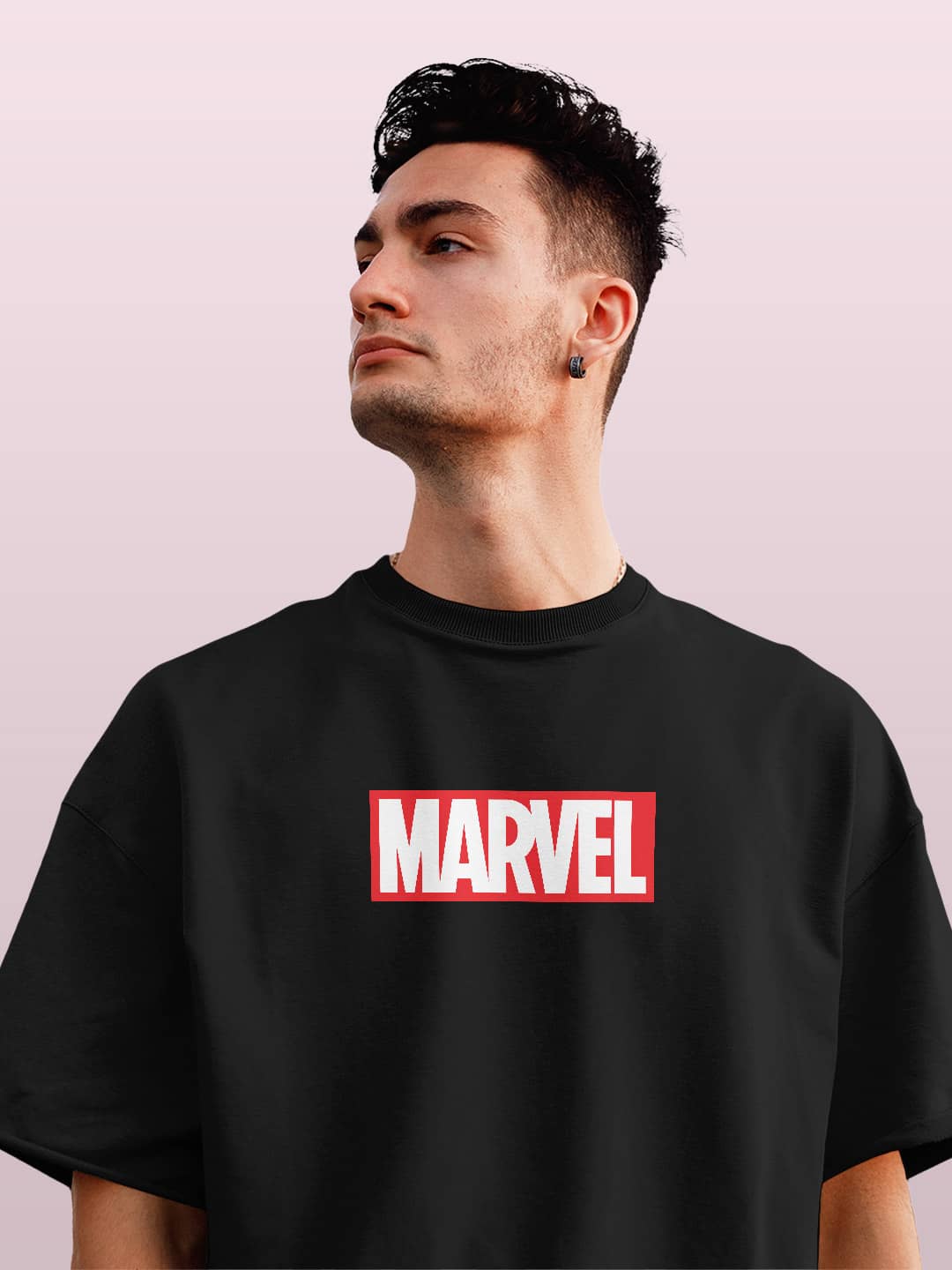 Comic Spidey - Mens Oversized T-Shirt Black Small