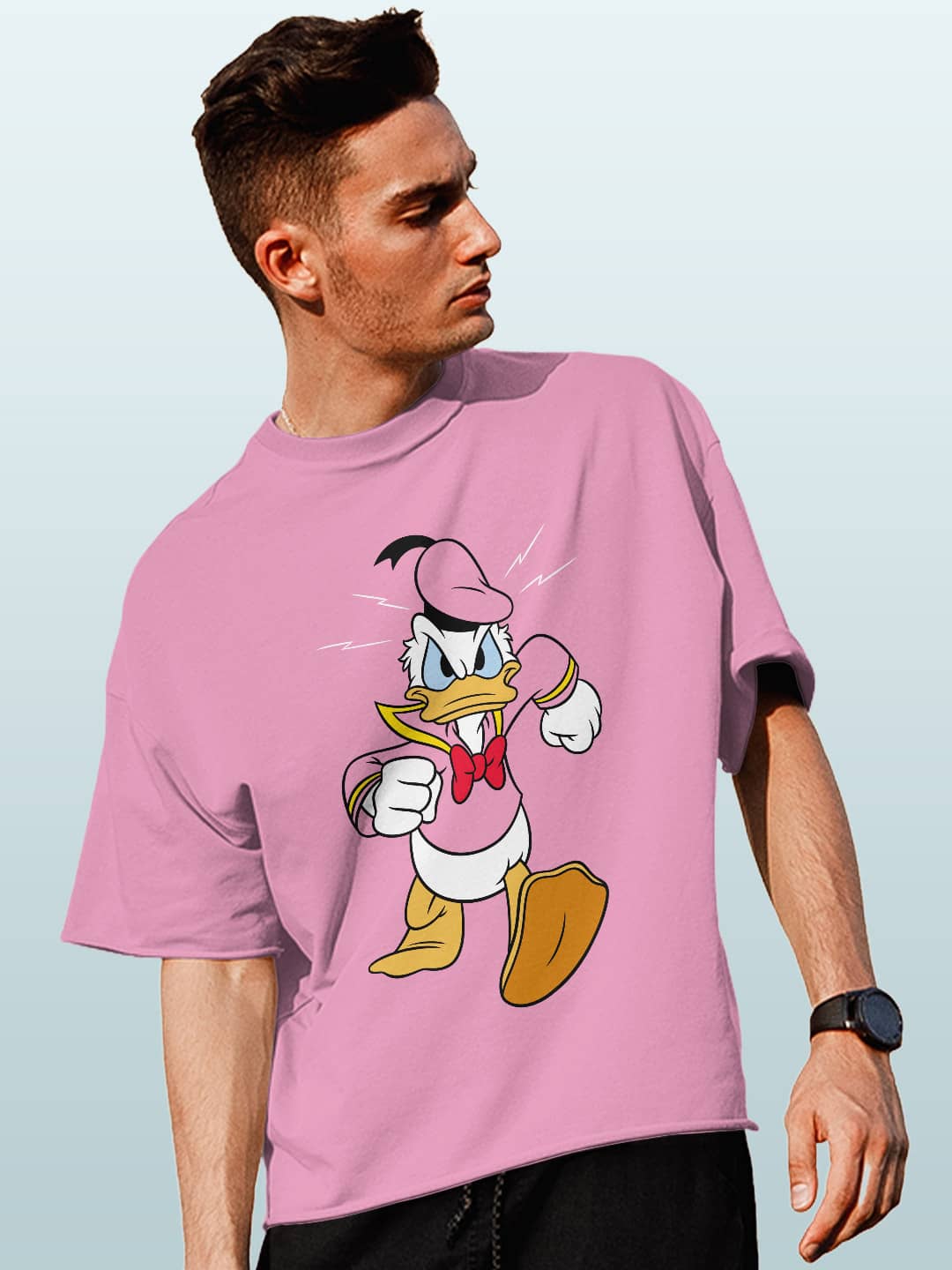 Angry Donald - Mens Oversized T-Shirt Baby Pink XL
