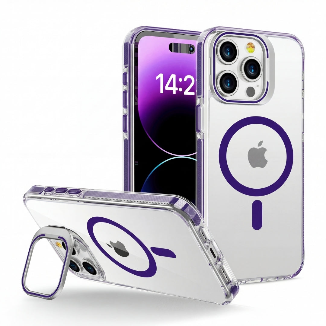 Clear Kickstand iPhone Case for iPhone 15 Pro Max Purple | Macmerise