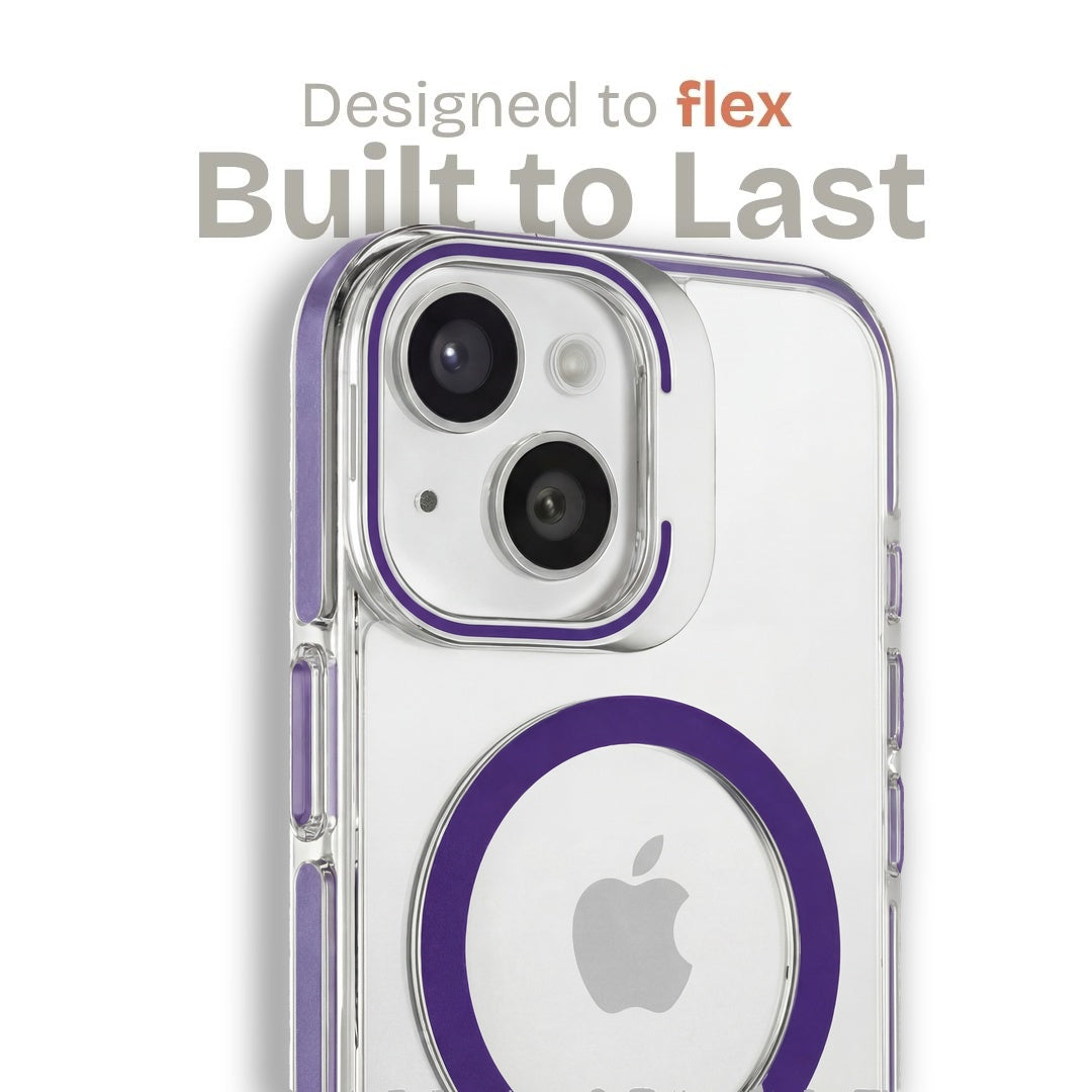 Clear Kickstand iPhone Case for iPhone 15 Purple | Macmerise