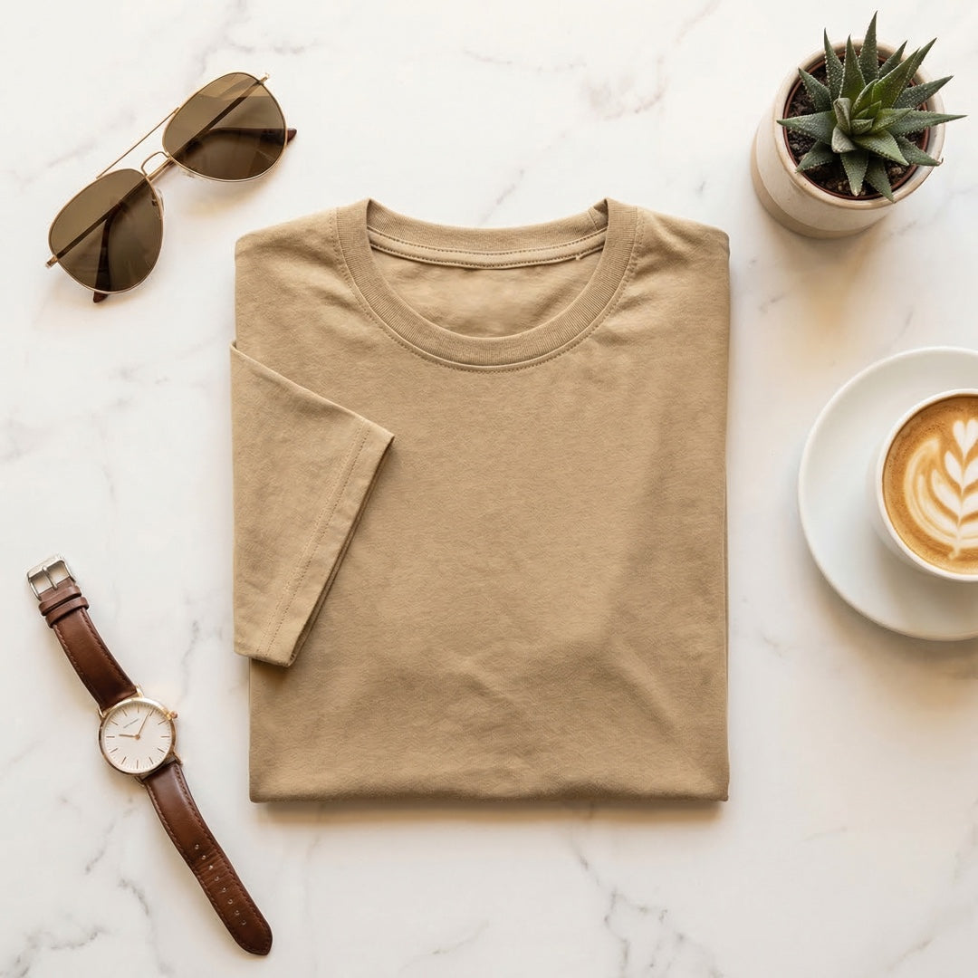 Classic Beige Unisex T-Shirt - detail view | Macmerise