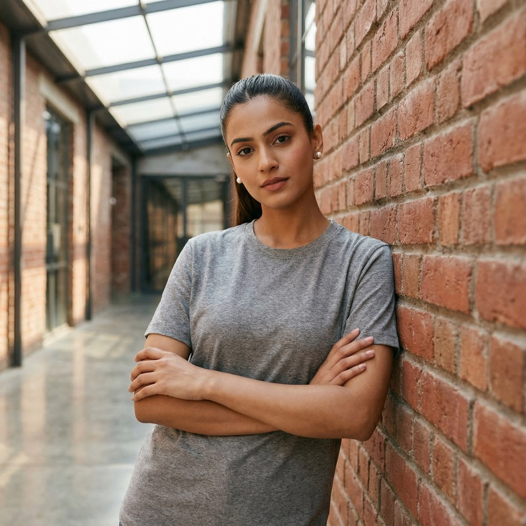 Classic Grey Melange Unisex T-Shirt - detail view | Macmerise