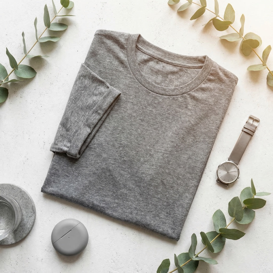 Classic Grey Melange Unisex T-Shirt - detail view | Macmerise