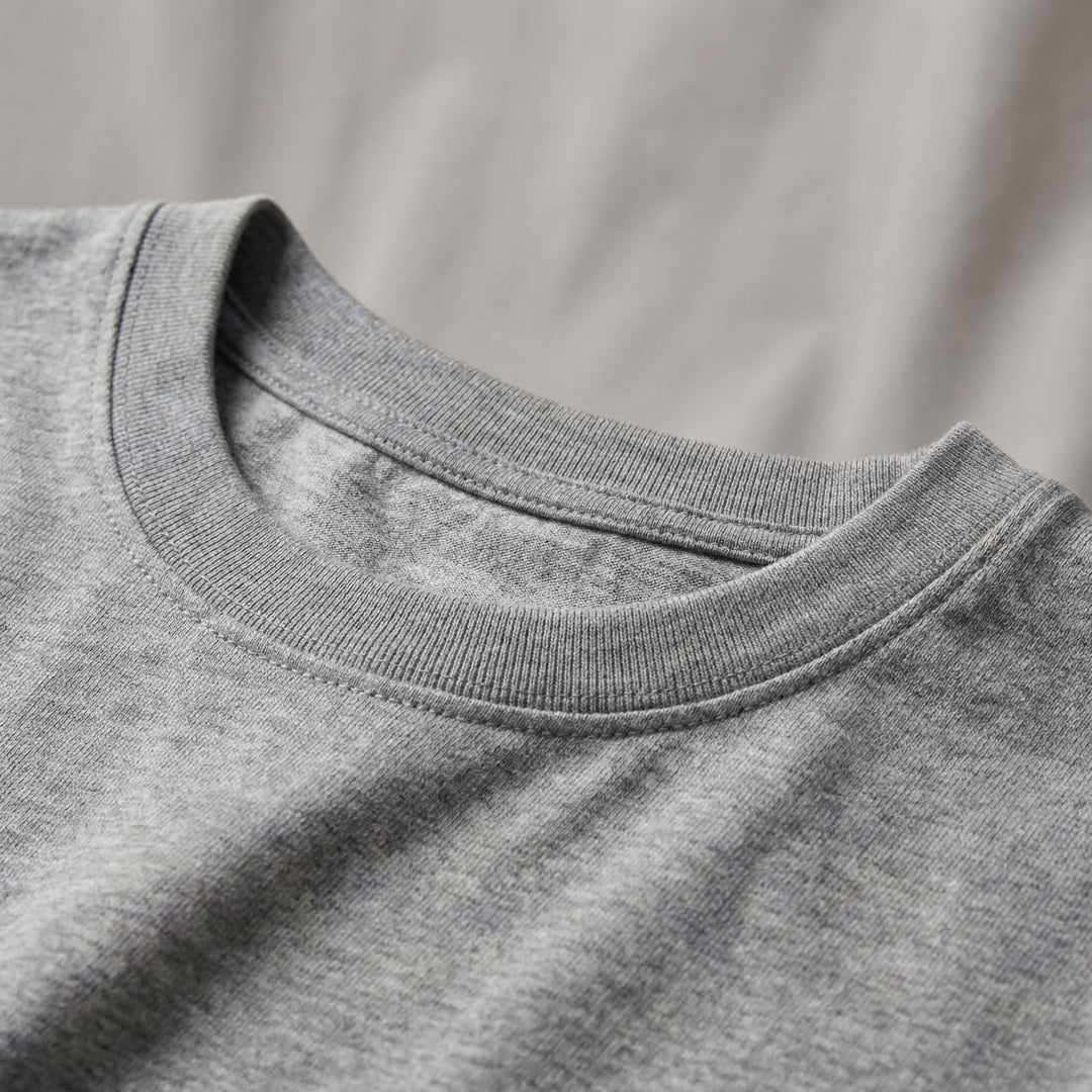Basics Unisex T-Shirt Grey Melange - detail view | Macmerise