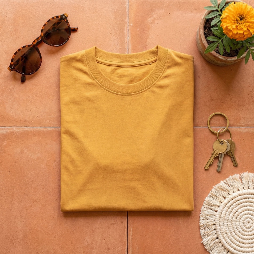 Classic Mustard Yellow Unisex T-Shirt - detail view | Macmerise