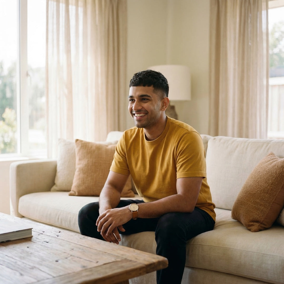 Basics Unisex T-Shirt Mustard - detail view | Macmerise