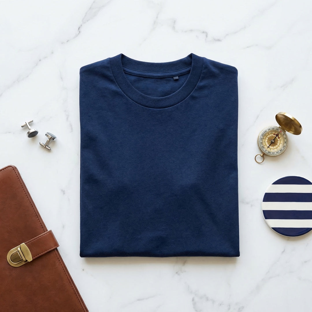 Classic Navy Blue Unisex T-Shirt - detail view | Macmerise