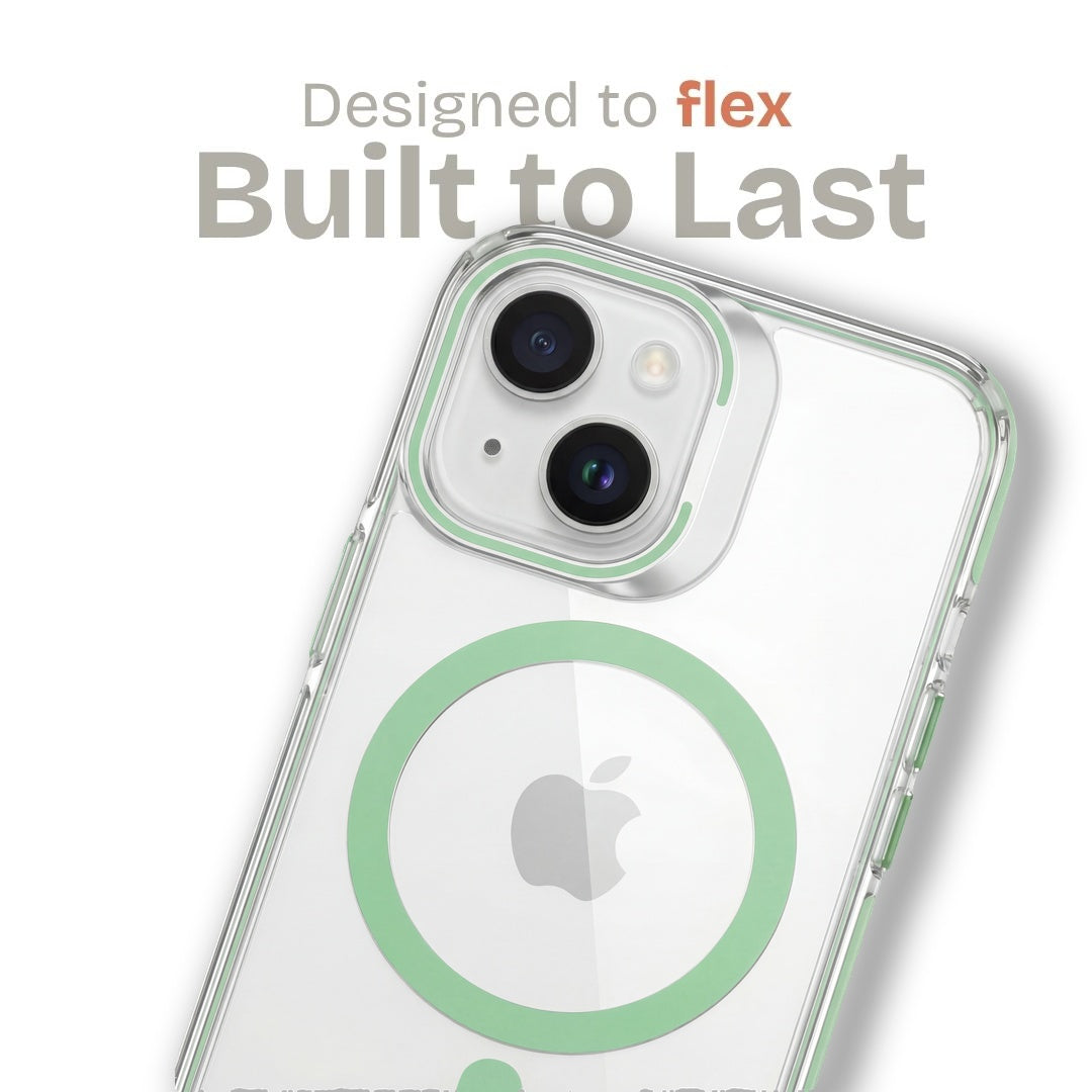 Clear Kickstand iPhone Case for iPhone 15 Tea Green | Macmerise