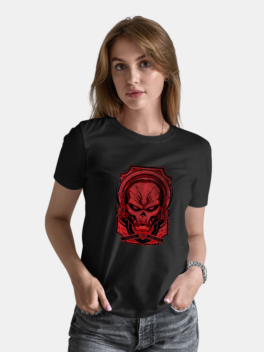 Red Skull Saga - Womens T-Shirt Black Medium