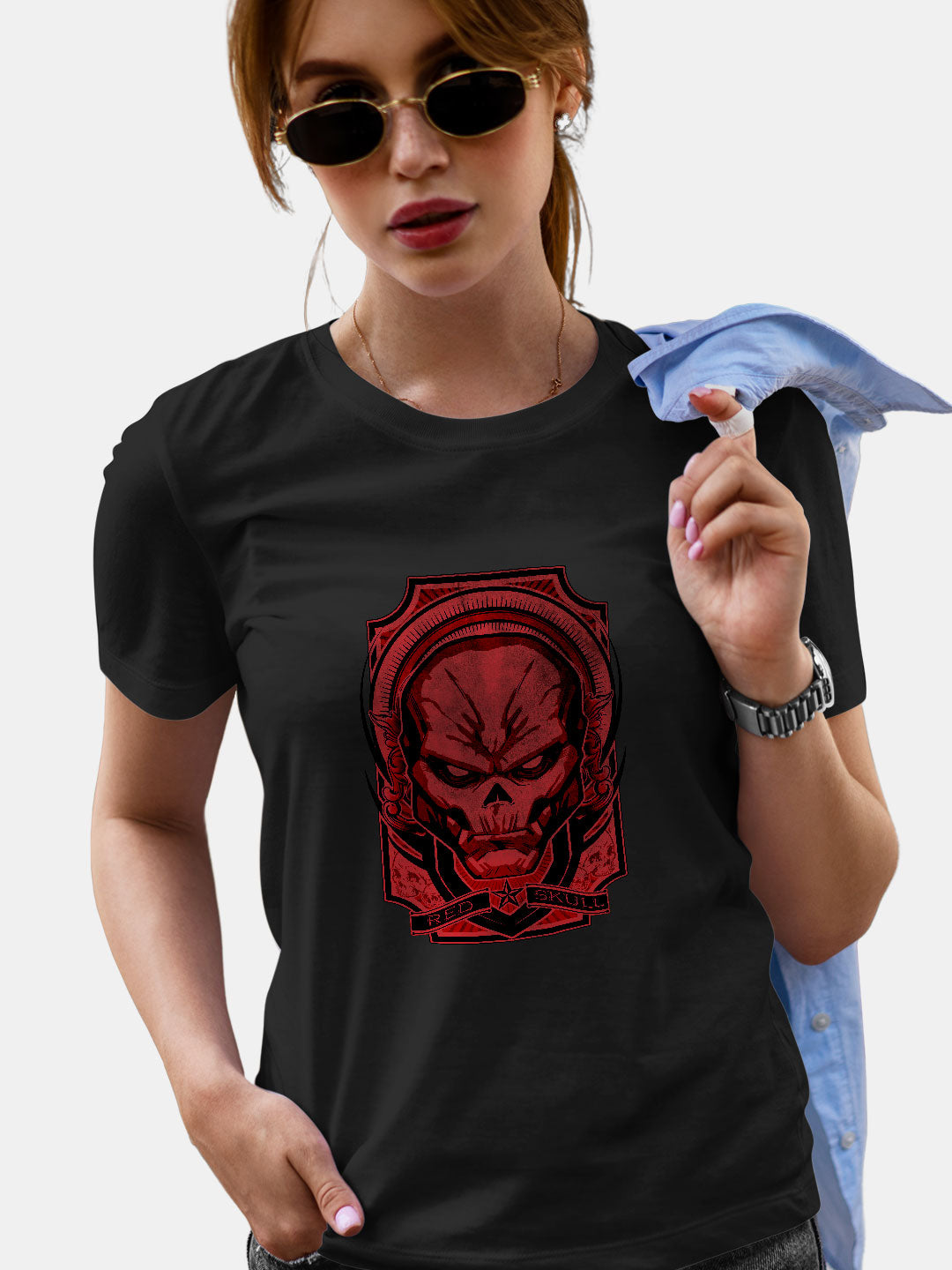 Red Skull Saga - Womens T-Shirt Black Medium