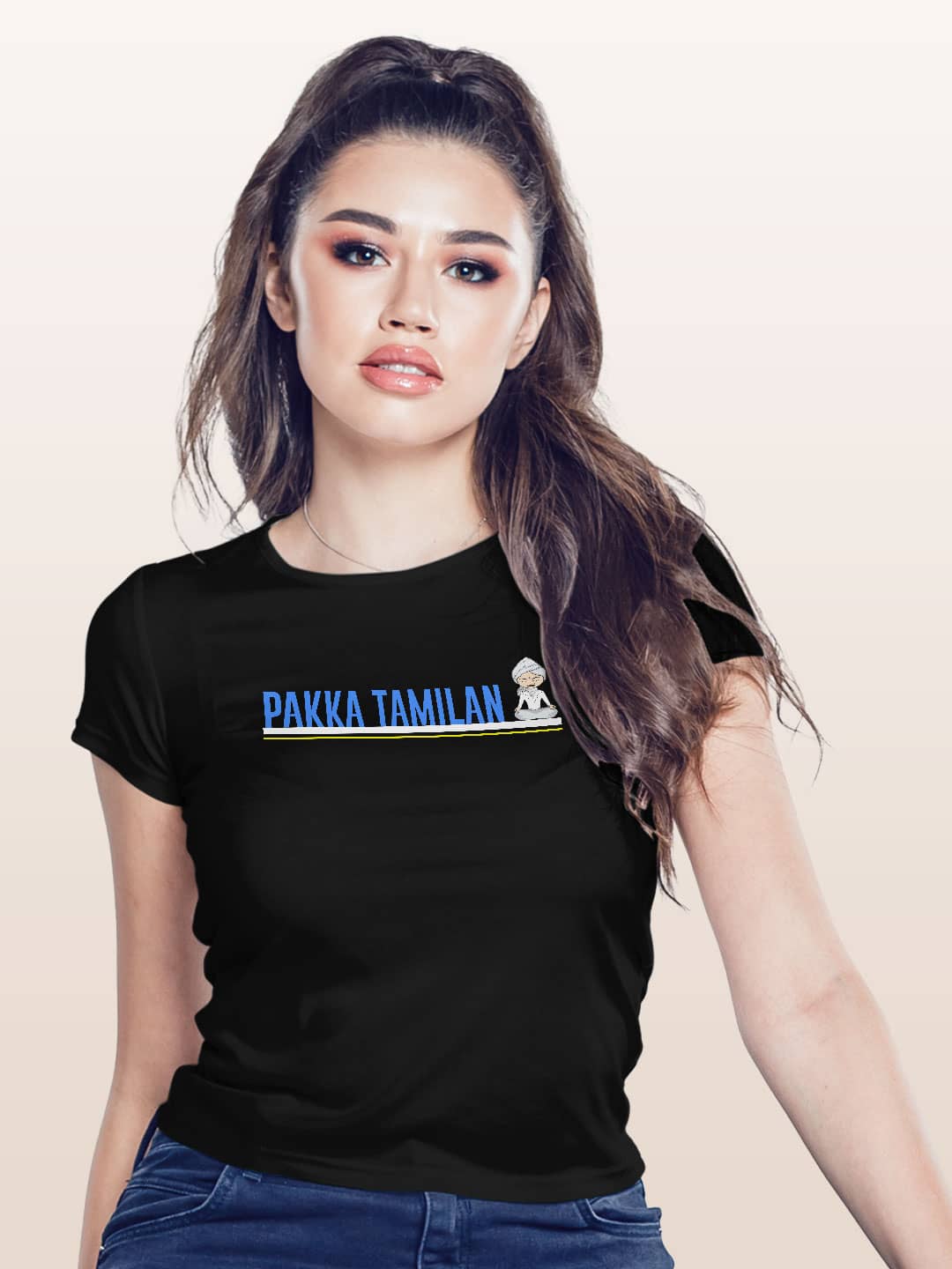 Pakka Tamilan - Womens T-Shirt - Regular Fit - Black - Small