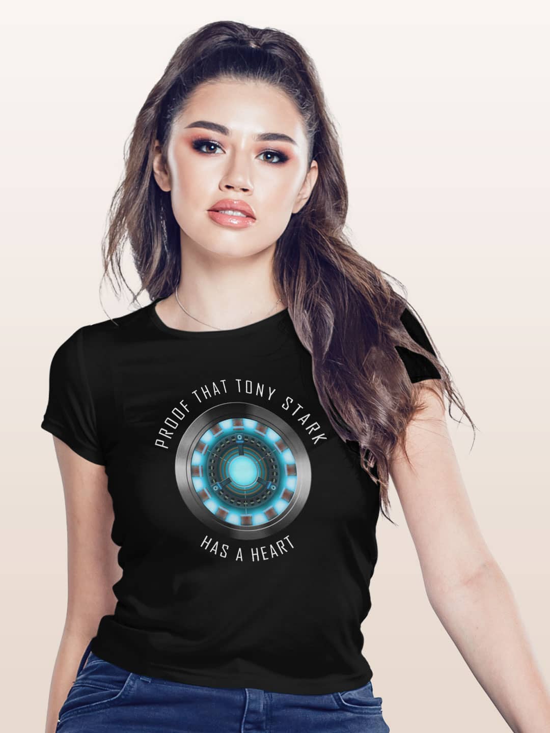 Tony Stark has a Heart - Womens T-Shirt Black Small