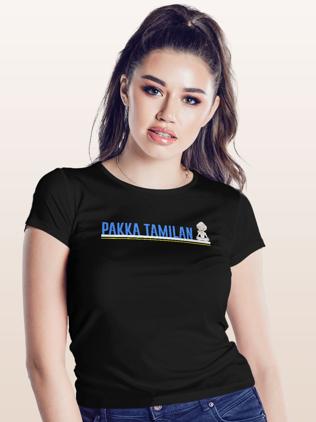 Pakka Tamilan - Womens T-Shirt - Regular Fit - Black - Small