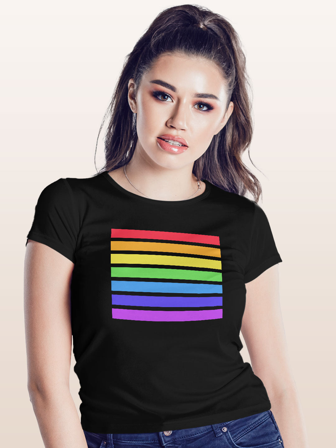 Pride Stripes - Womens T-Shirt Black XXL