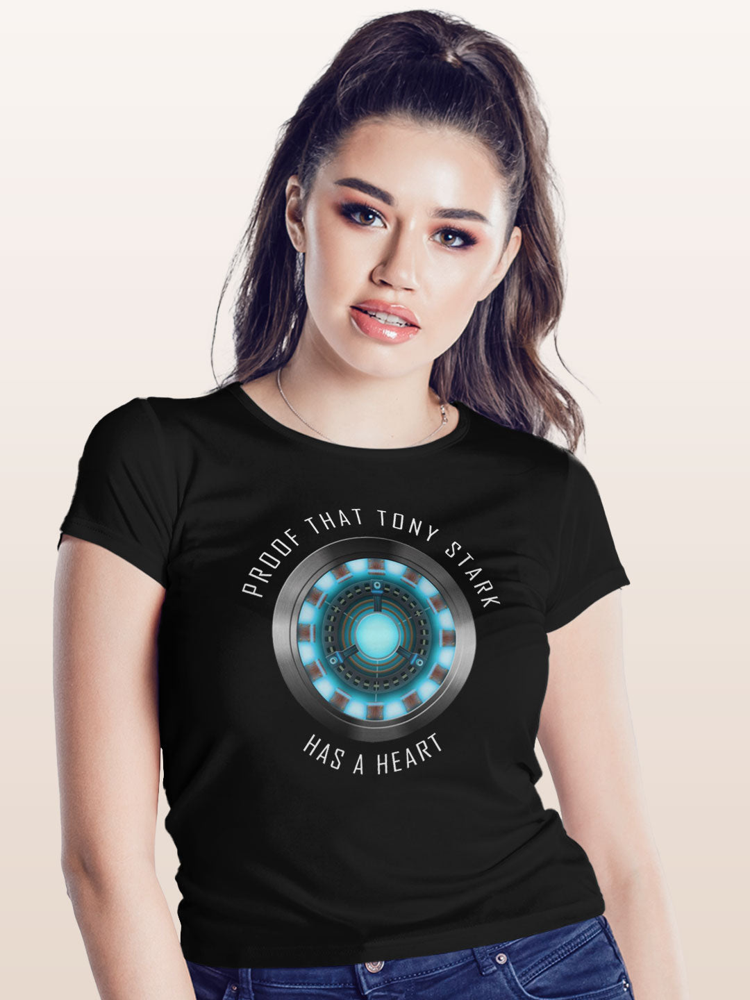 Tony Stark has a Heart - Womens T-Shirt Black Large