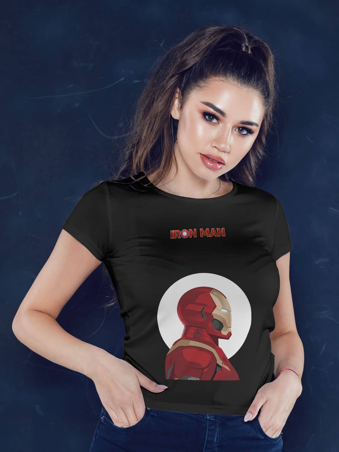 Iron Man Profile - Womens T-Shirt Black Medium