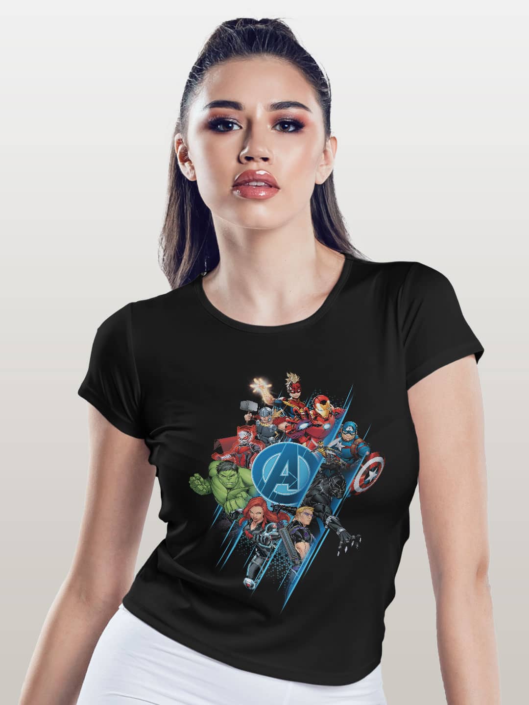 Avengers All Heroes - Womens T-Shirt Black Large