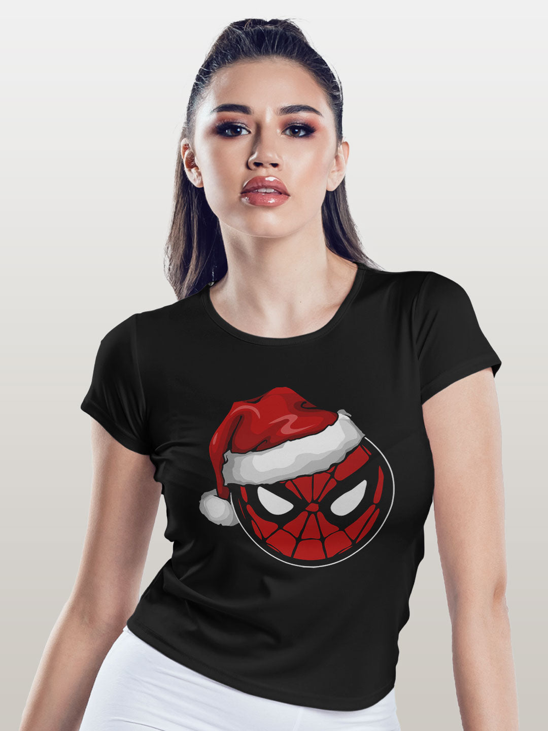 Santa Spider man - Womens T-Shirt Black Small