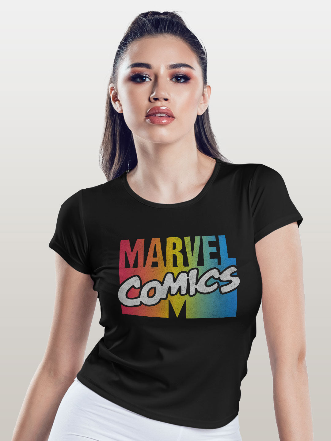 Vintage Marvel Logo - Womens T-Shirt Black Large