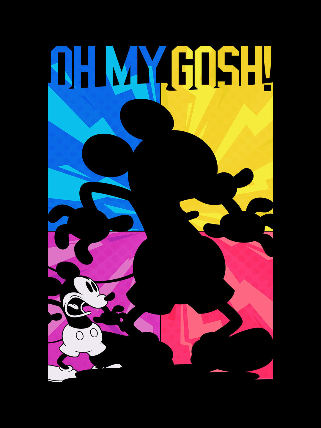 Oh My Gosh Mickey - Womens T-Shirt Black Large