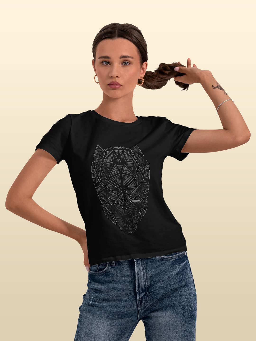 Black Panther Stare - Womens T-Shirt Black XXL