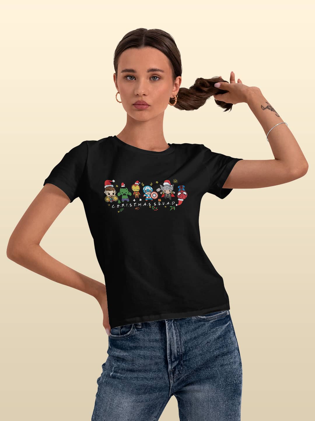Christmas Squad Marvel - Womens T-Shirt Black XL