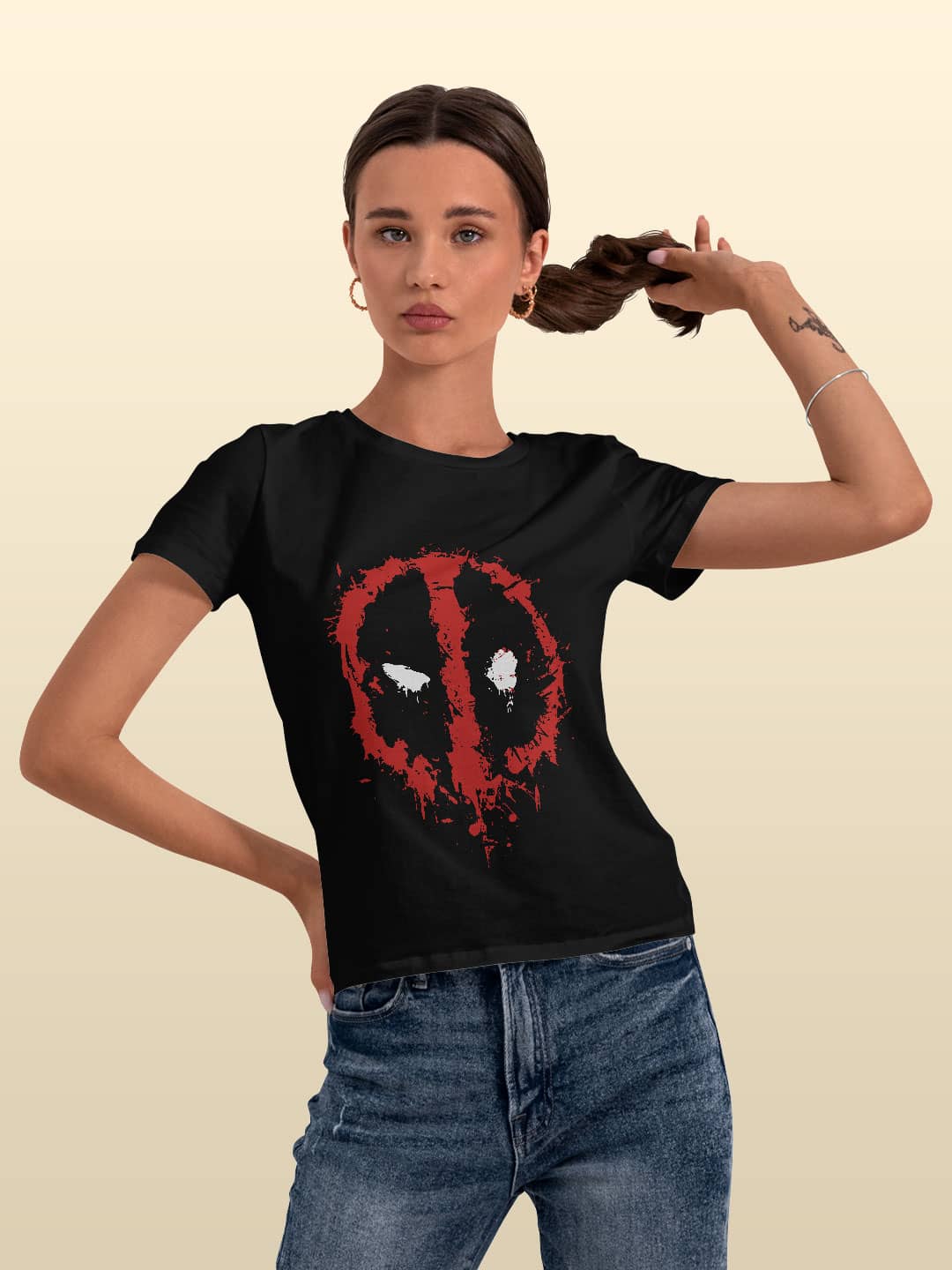 Deadpool Splash - Womens T-Shirt Black Medium