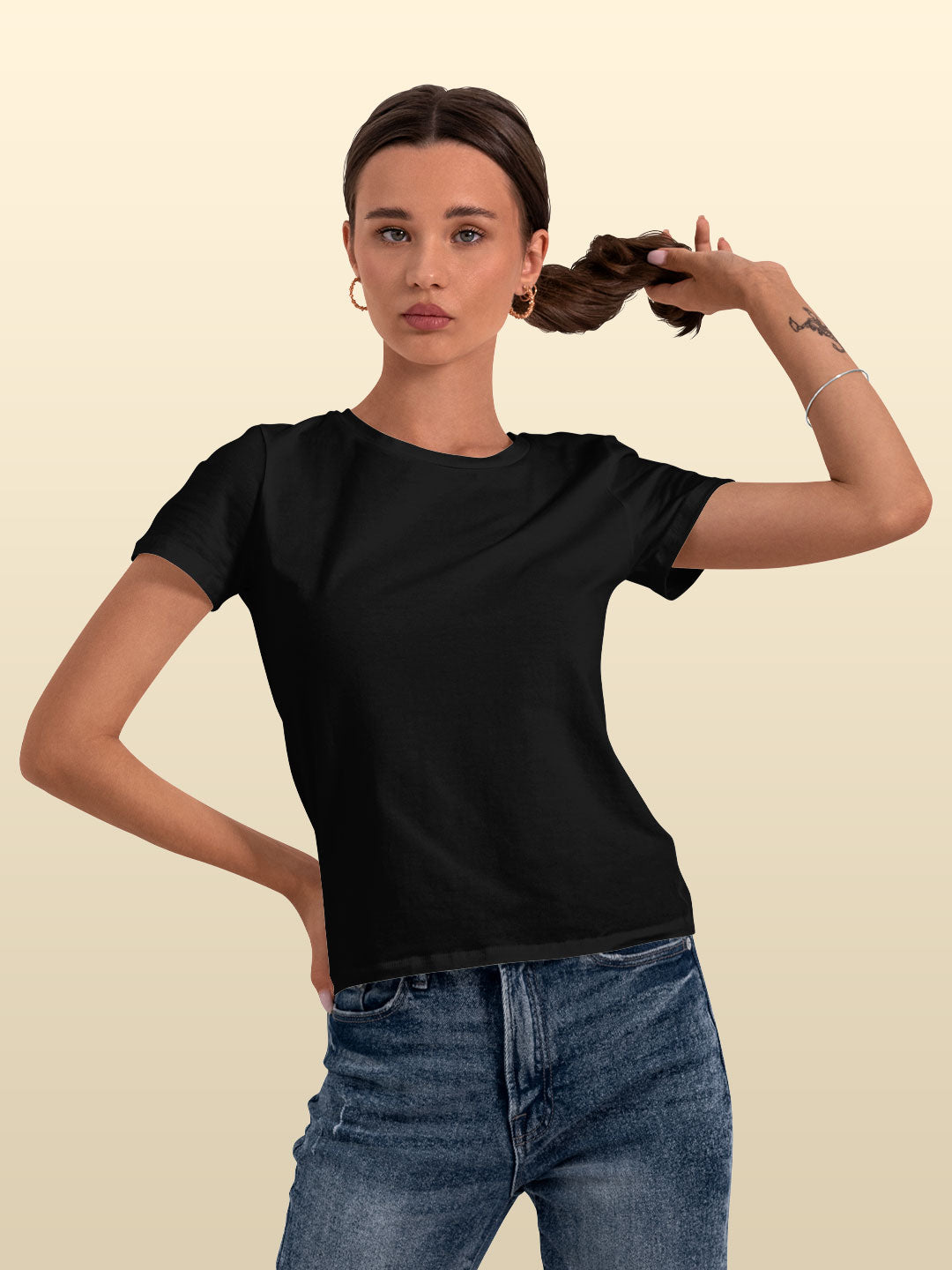 Elephant Illustration - Womens T-Shirt Black Small