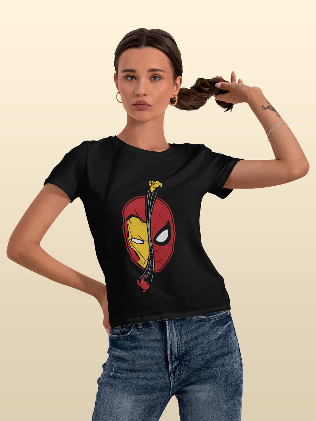 Iron Spidey - Womens T-Shirt Black Large