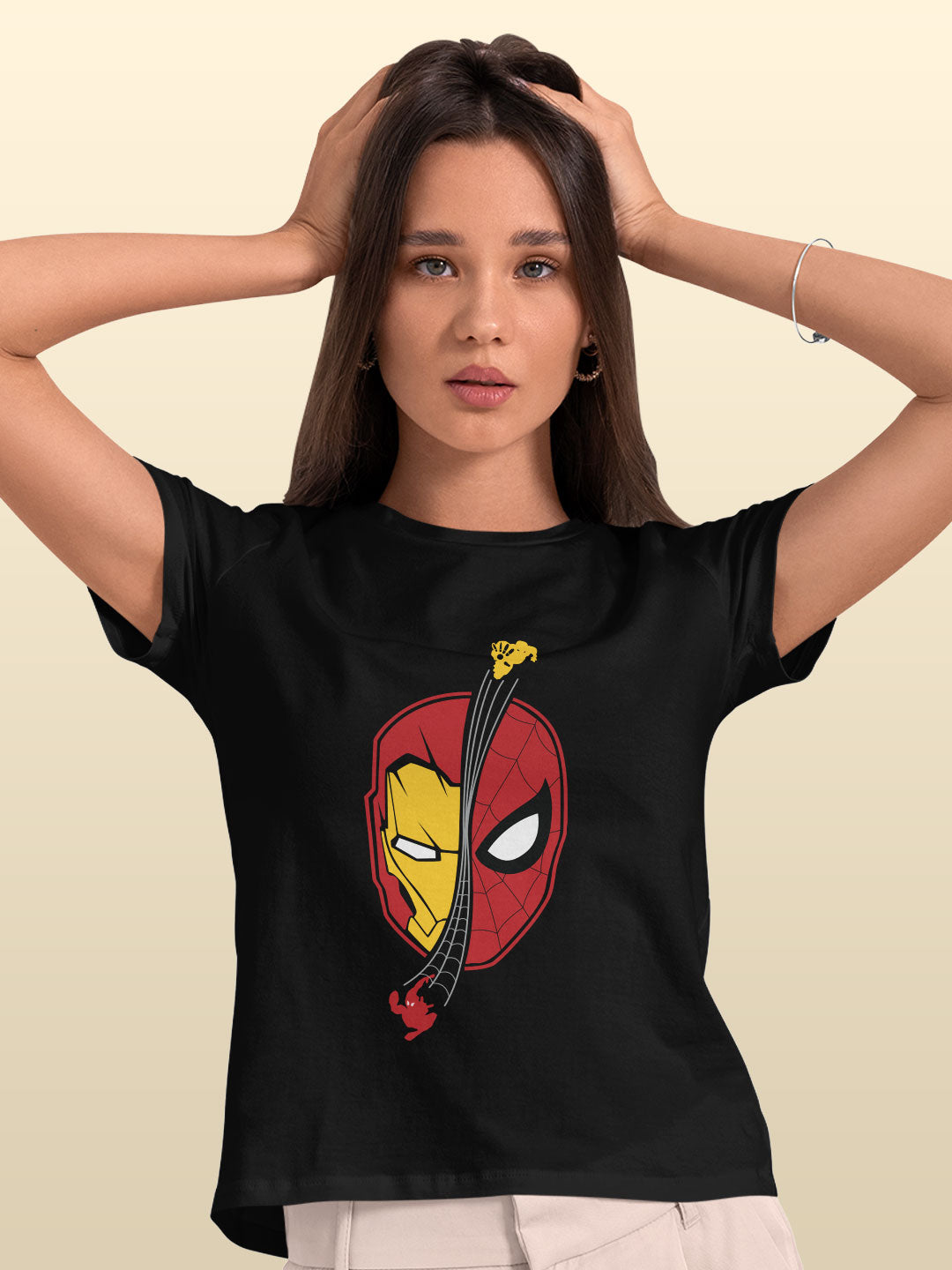 Iron Spidey - Womens T-Shirt Black Large