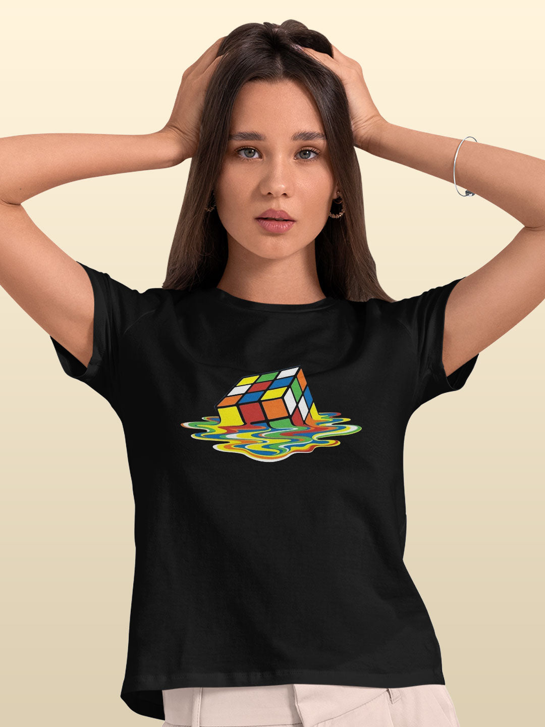 Melting Rubiks - Womens T-Shirt Black Small