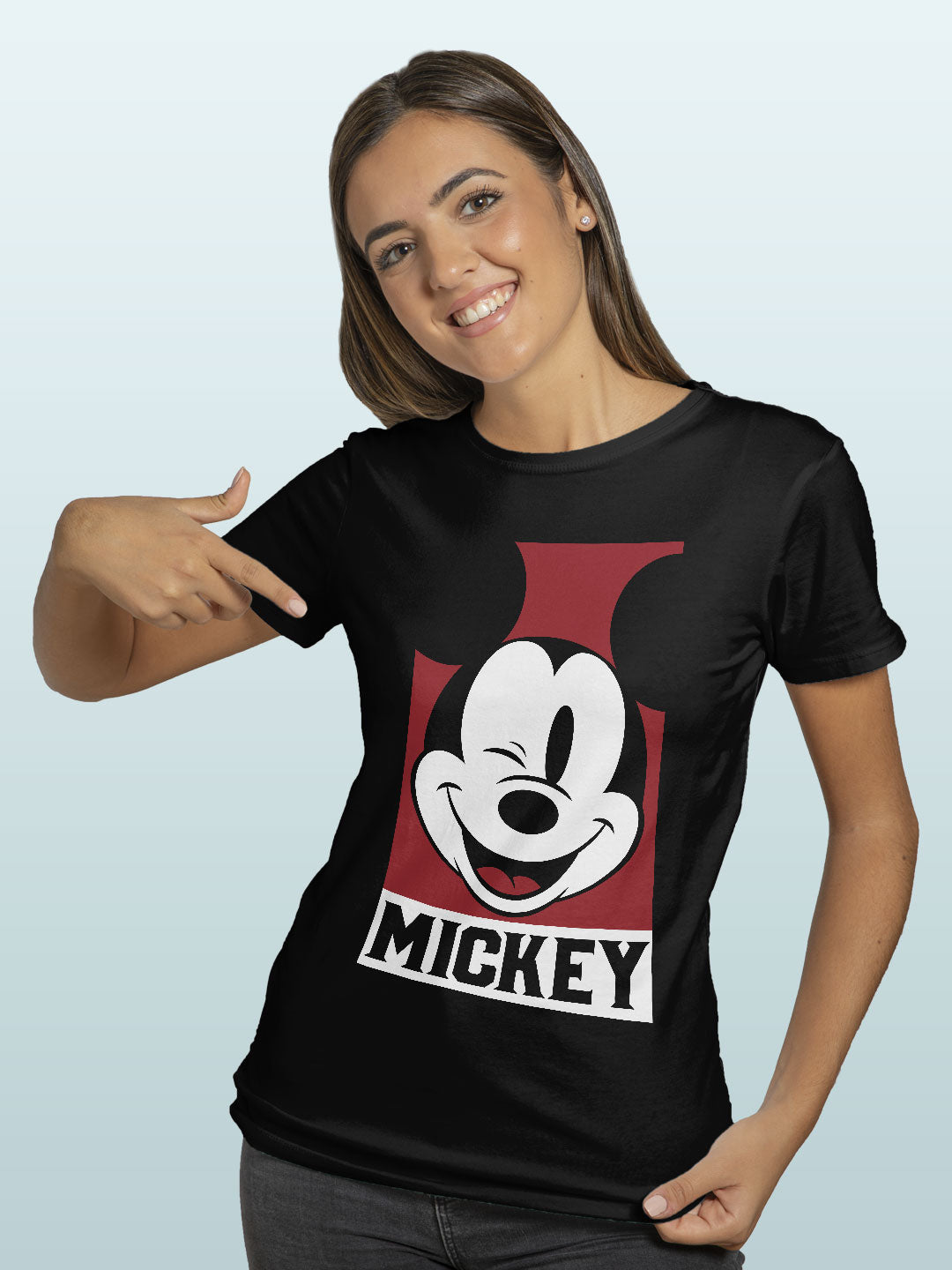 Mickey Mouse Portrait - Womens T-Shirt - Regular Fit - Black - XL