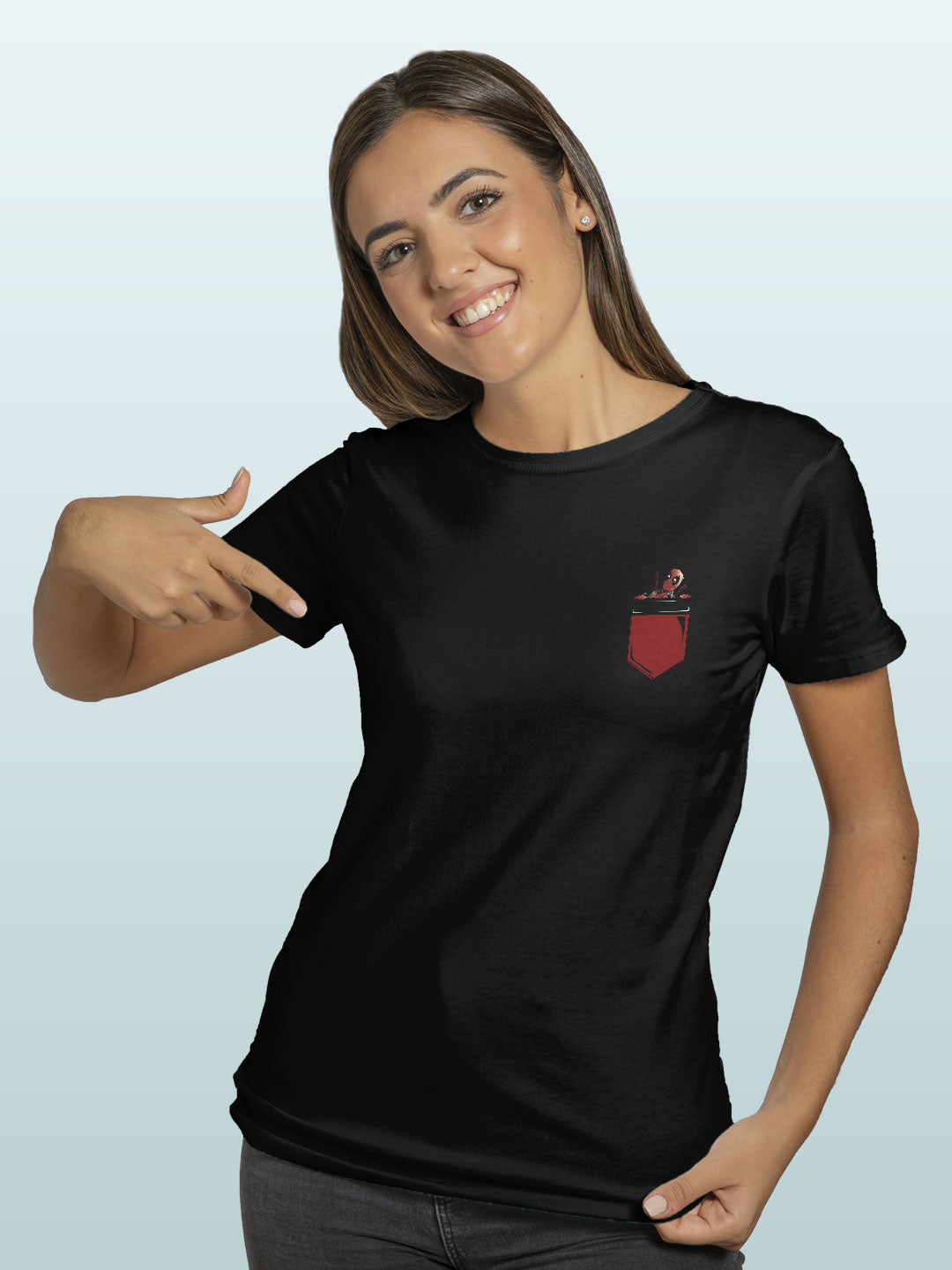 Pocket Deadpool - Womens T-Shirt Black XXL