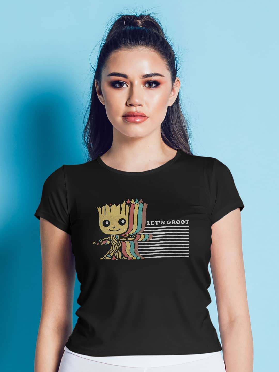 Lets Groot - Womens T-Shirt Black XL