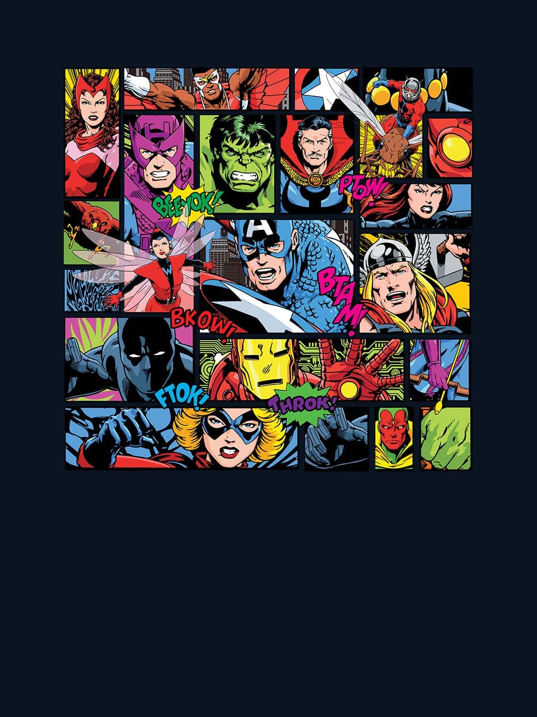 Comic Superheroes Mashup - Womens T-Shirt Navy Blue XL