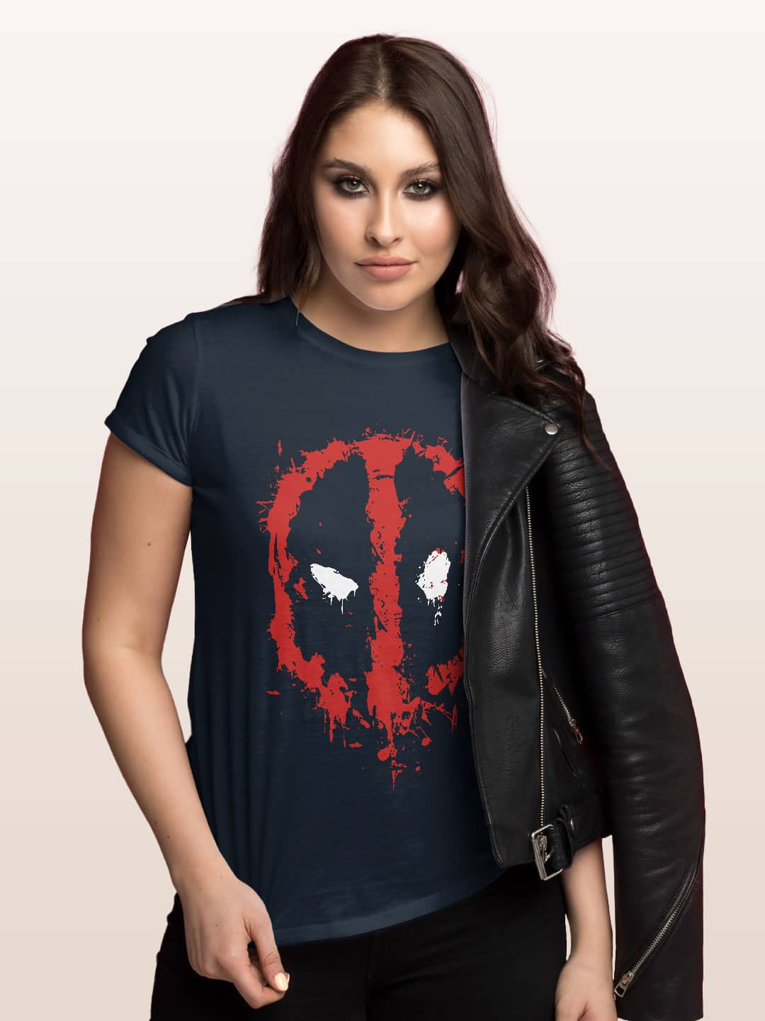 Deadpool Splash - Womens T-Shirt Navy Blue Medium